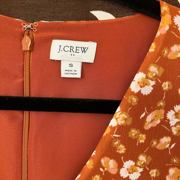 NWOT J. Crew Orange Floral Midi Dress - Picture 2 of 6